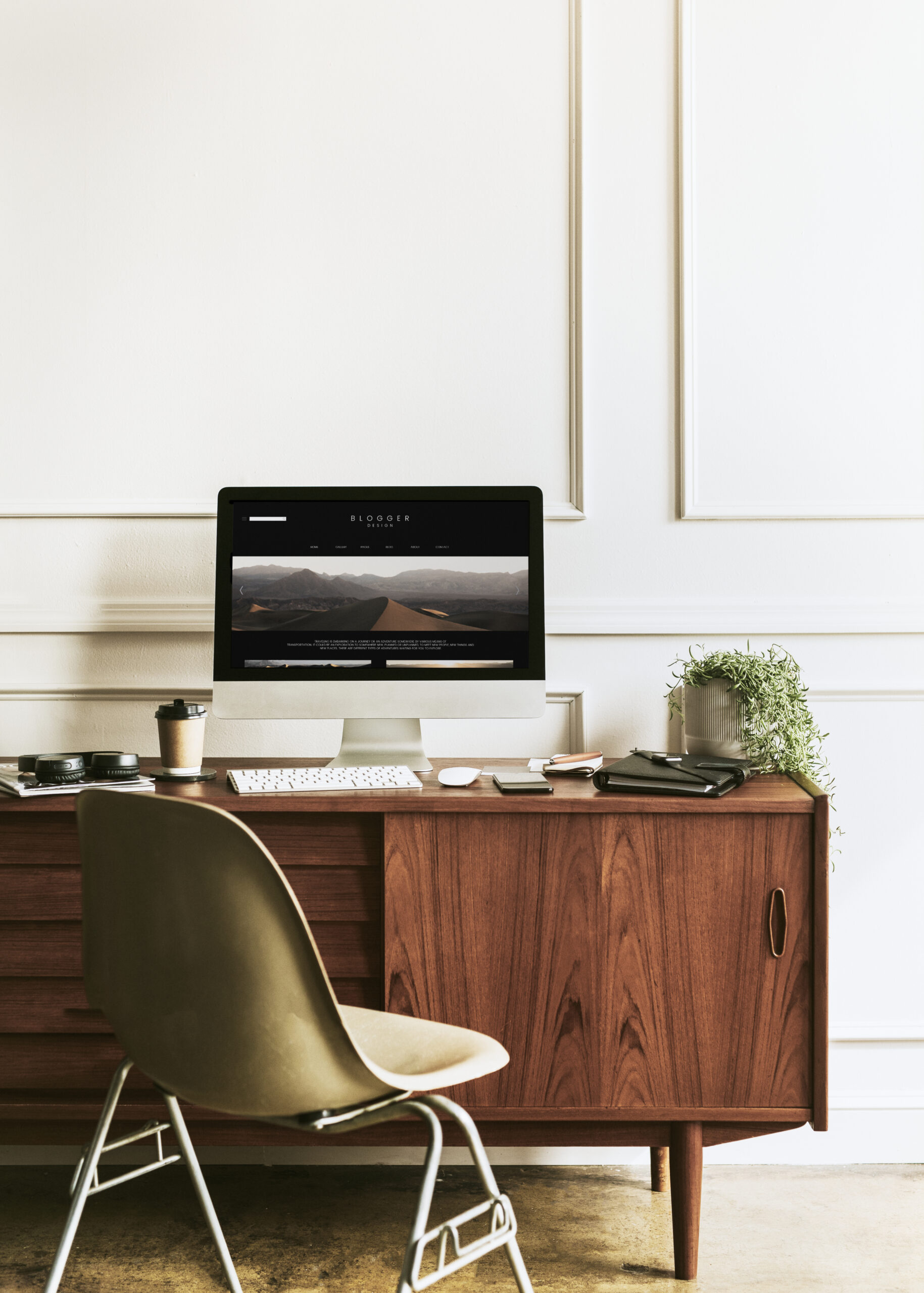 Creative web page for photographer shown on desktop setup